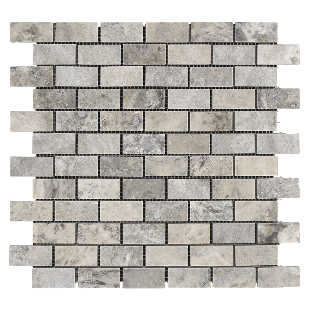 1x2 Silver Travertine Mosaic Tile - Honed Honed / 1" x 2" - DW TILE & STONE - Atlanta Marble Natural Stone Wholesale Stone Supplier