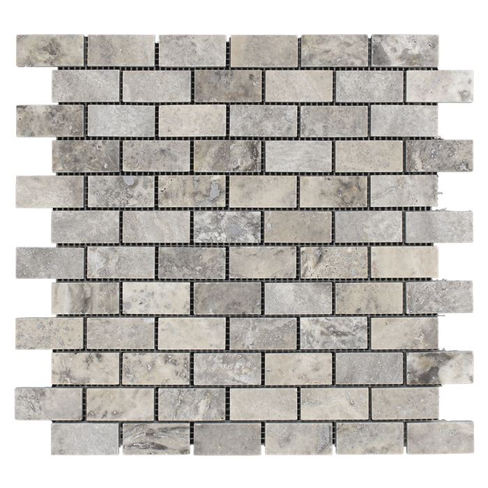 1x2 Silver Travertine Mosaic Tile - Honed Honed / 1" x 2" - DW TILE & STONE - Atlanta Marble Natural Stone Wholesale Stone Supplier