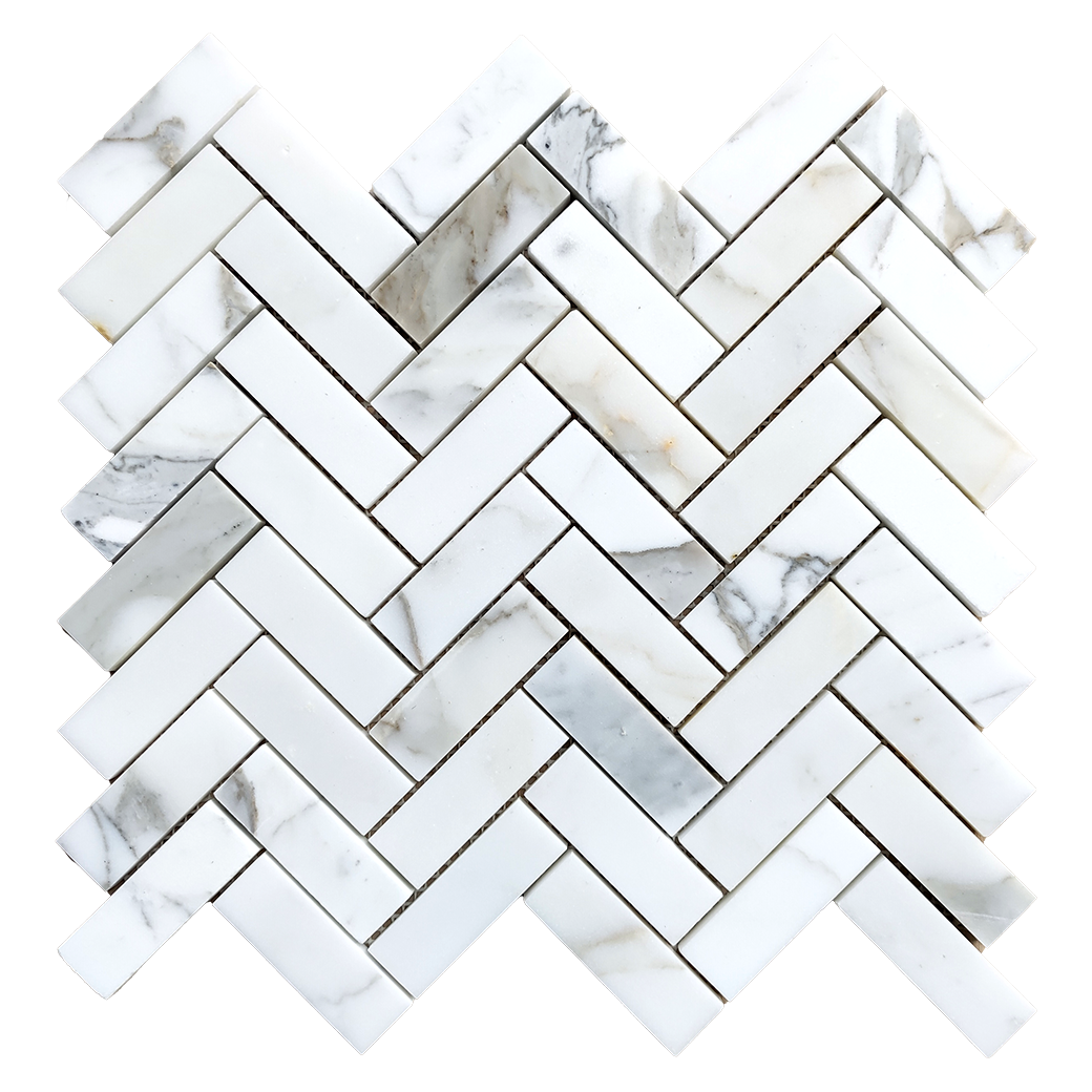 1"x3" Herringbone Calacatta Gold Premium Mosaic - Polished Or Honed  - DW TILE & STONE - Atlanta Marble Natural Stone Wholesale Stone Supplier