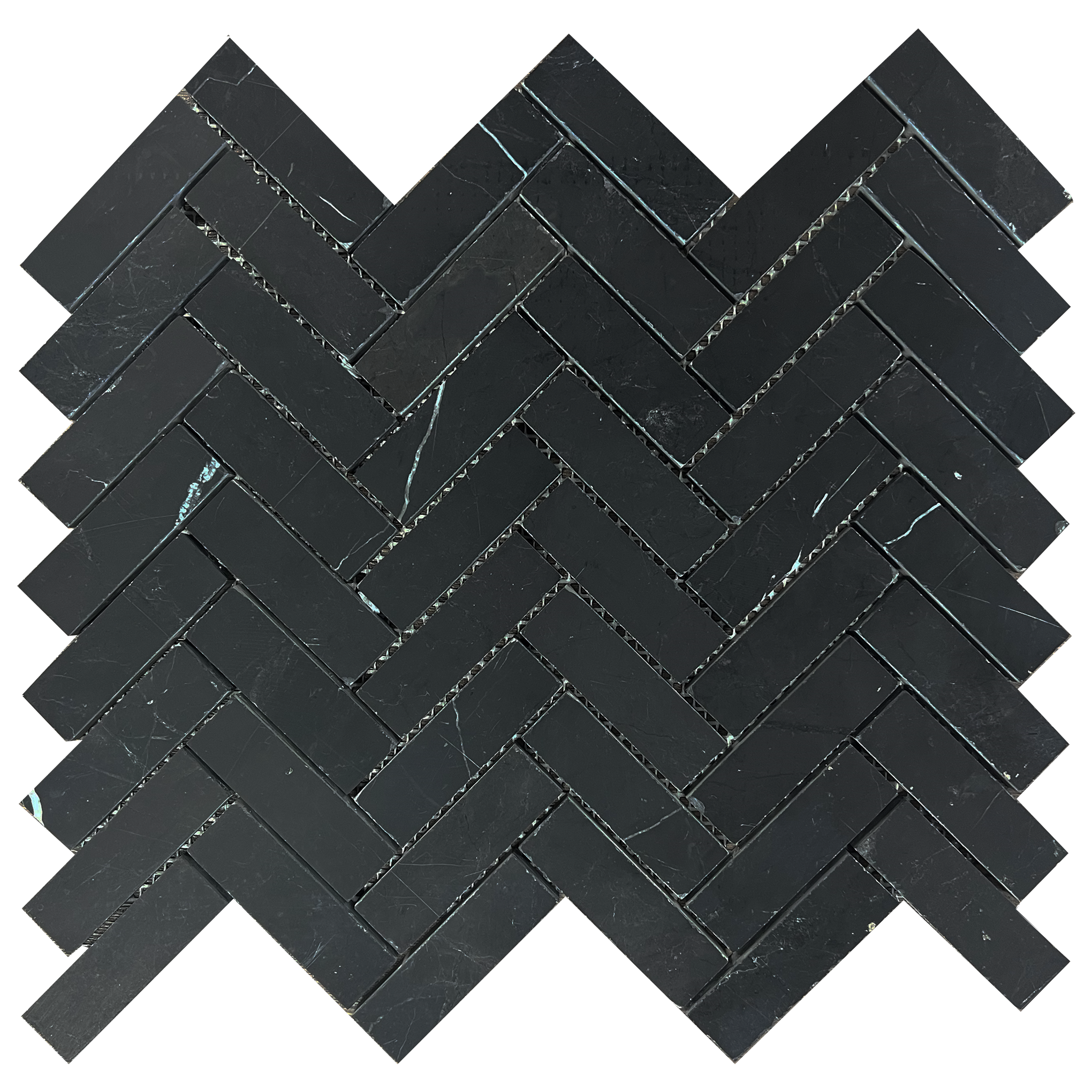 1"x3" Herringbone Nero Marquina Mosaic - Polished Or Honed  - DW TILE & STONE - Atlanta Marble Natural Stone Wholesale Stone Supplier