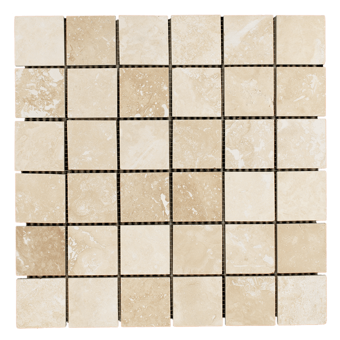 2x2 Ivory Travertine Mosaic Tile - Honed Honed / 2" x 2" - DW TILE & STONE - Atlanta Marble Natural Stone Wholesale Stone Supplier