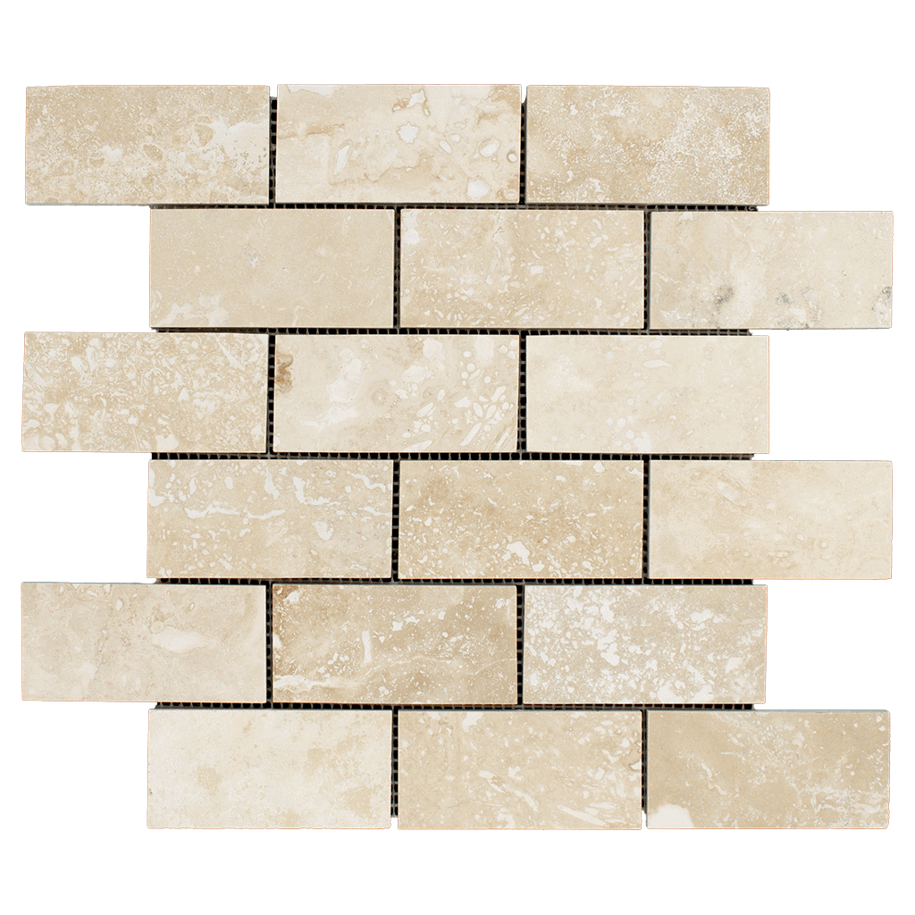 2x4 Ivory Travertine Mosaic Tile - Honed Honed / 2" x 4" - DW TILE & STONE - Atlanta Marble Natural Stone Wholesale Stone Supplier