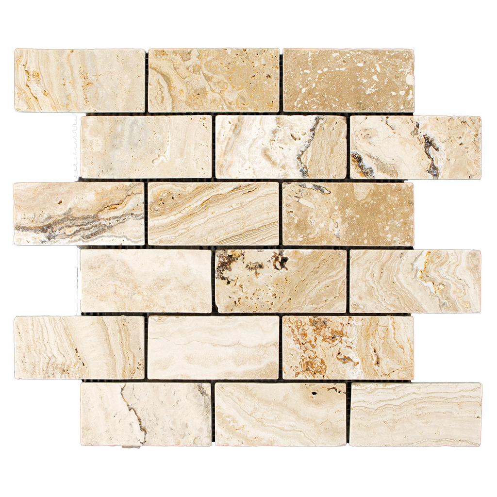 2x4 Leonardo Travertine Mosaic Tile - Tumbled Tumbled / 2" x 4" - DW TILE & STONE - Atlanta Marble Natural Stone Wholesale Stone Supplier