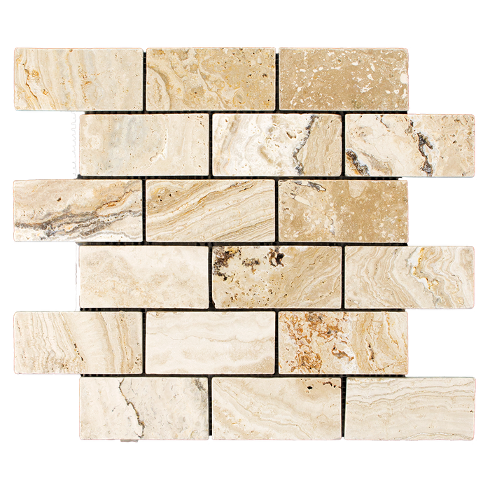 2x4 Leonardo Travertine Mosaic Tile - Tumbled Tumbled / 2" x 4" - DW TILE & STONE - Atlanta Marble Natural Stone Wholesale Stone Supplier