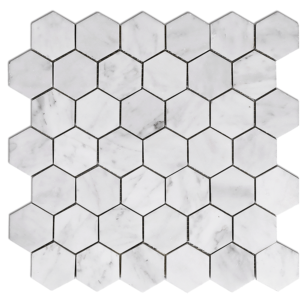 2" HEXAGON Bianco Gioia Marble Mosaic - Honed Honed / 2" x 2" - DW TILE & STONE - Atlanta Marble Natural Stone Wholesale Stone Supplier