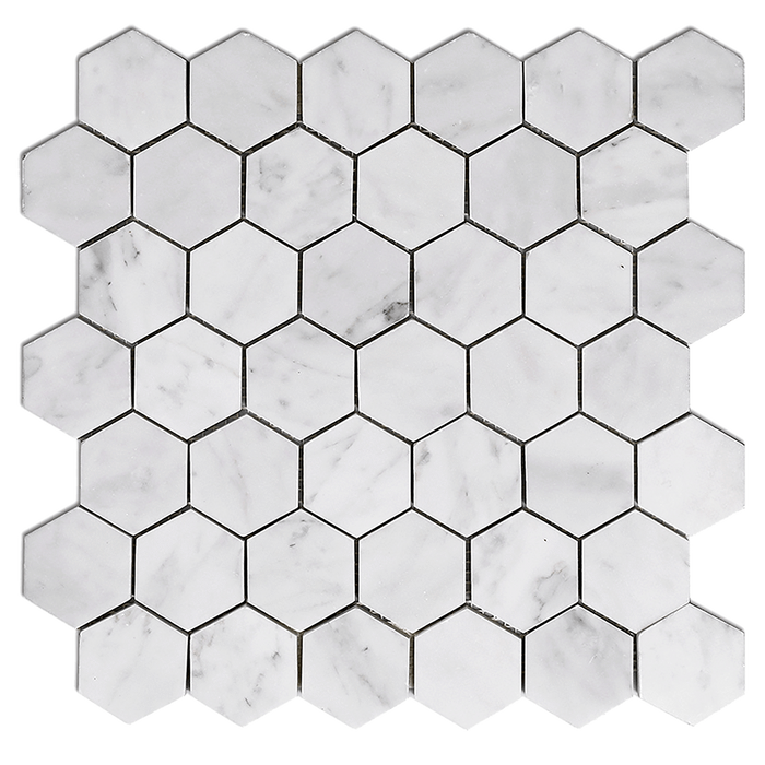 2" HEXAGON Bianco Gioia Marble Mosaic - Honed Honed / 2" x 2" - DW TILE & STONE - Atlanta Marble Natural Stone Wholesale Stone Supplier