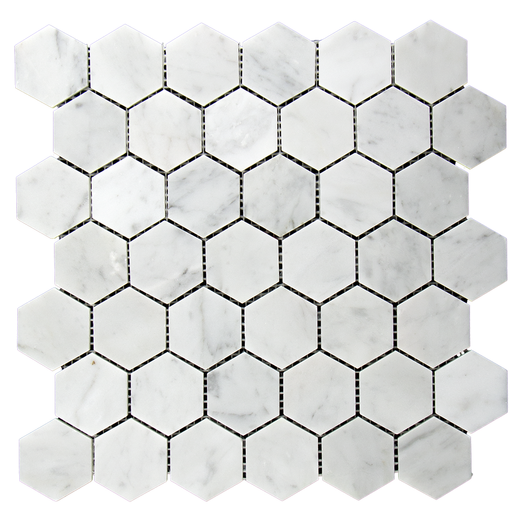 2" HEXAGON Bianco Gioia Marble Mosaic Tile - Polished Polished / 2" x 2" - DW TILE & STONE - Atlanta Marble Natural Stone Wholesale Stone Supplier