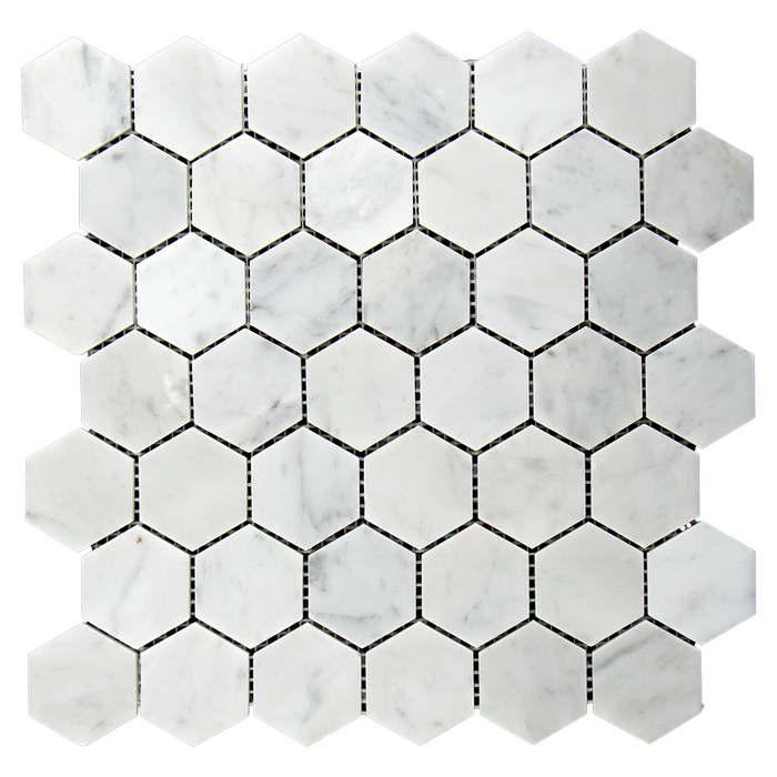 2" HEXAGON Bianco Gioia Marble Mosaic Tile - Polished Polished / 2" x 2" - DW TILE & STONE - Atlanta Marble Natural Stone Wholesale Stone Supplier