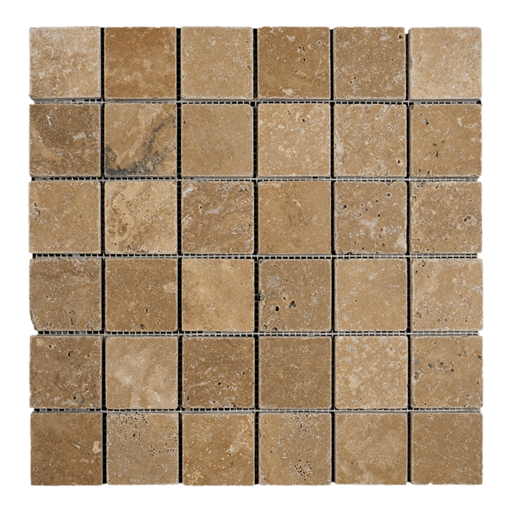 2x2 Noche Travertine Mosaic Tile - Tumbled Tumbled / 2" x 2" - DW TILE & STONE - Atlanta Marble Natural Stone Wholesale Stone Supplier