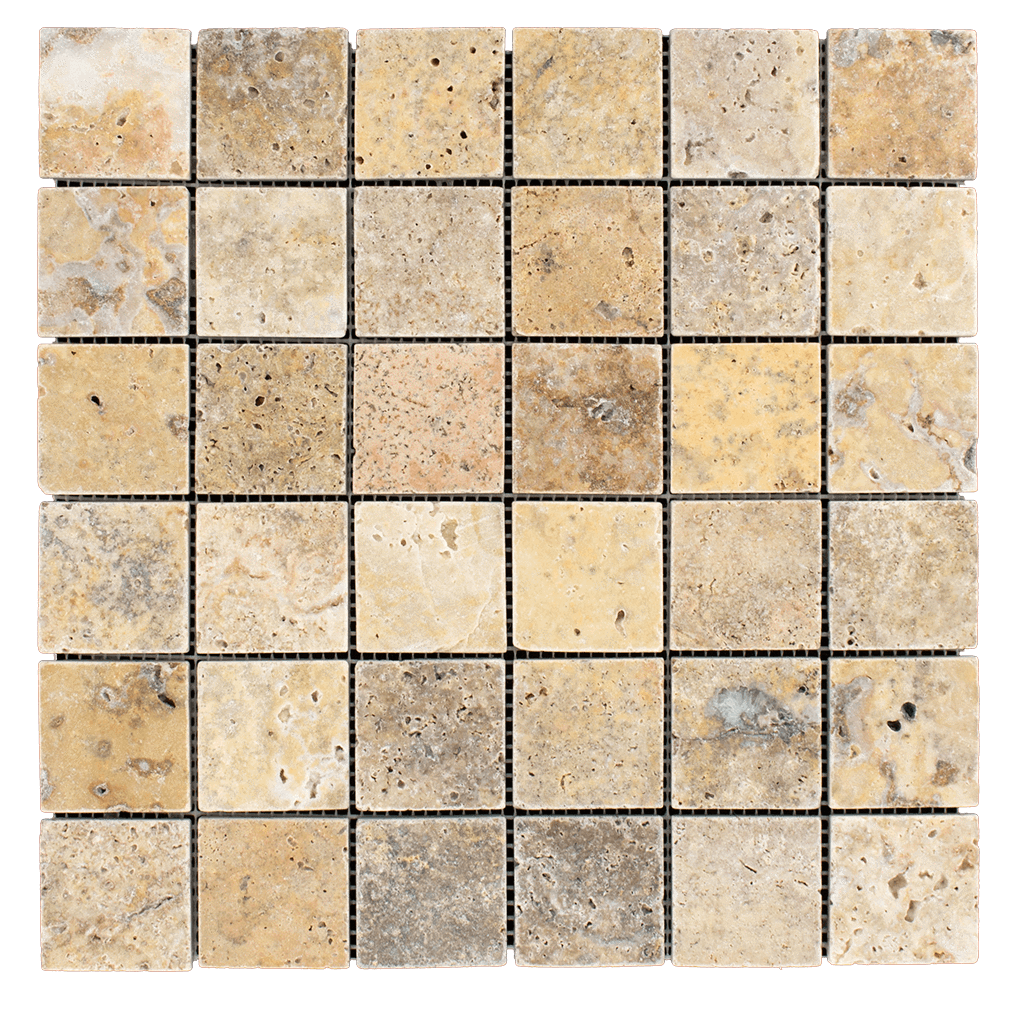 2x2 Scabos Travertine Mosaic Tile - Tumbled Tumbled / 2" x 2" - DW TILE & STONE - Atlanta Marble Natural Stone Wholesale Stone Supplier