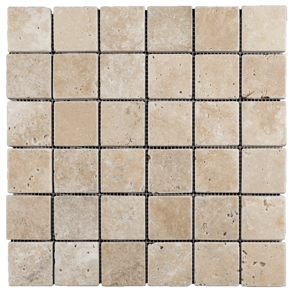 2x2 Walnut Travertine Mosaic Tile - Tumbled Tumbled / 2" x 2" - DW TILE & STONE - Atlanta Marble Natural Stone Wholesale Stone Supplier