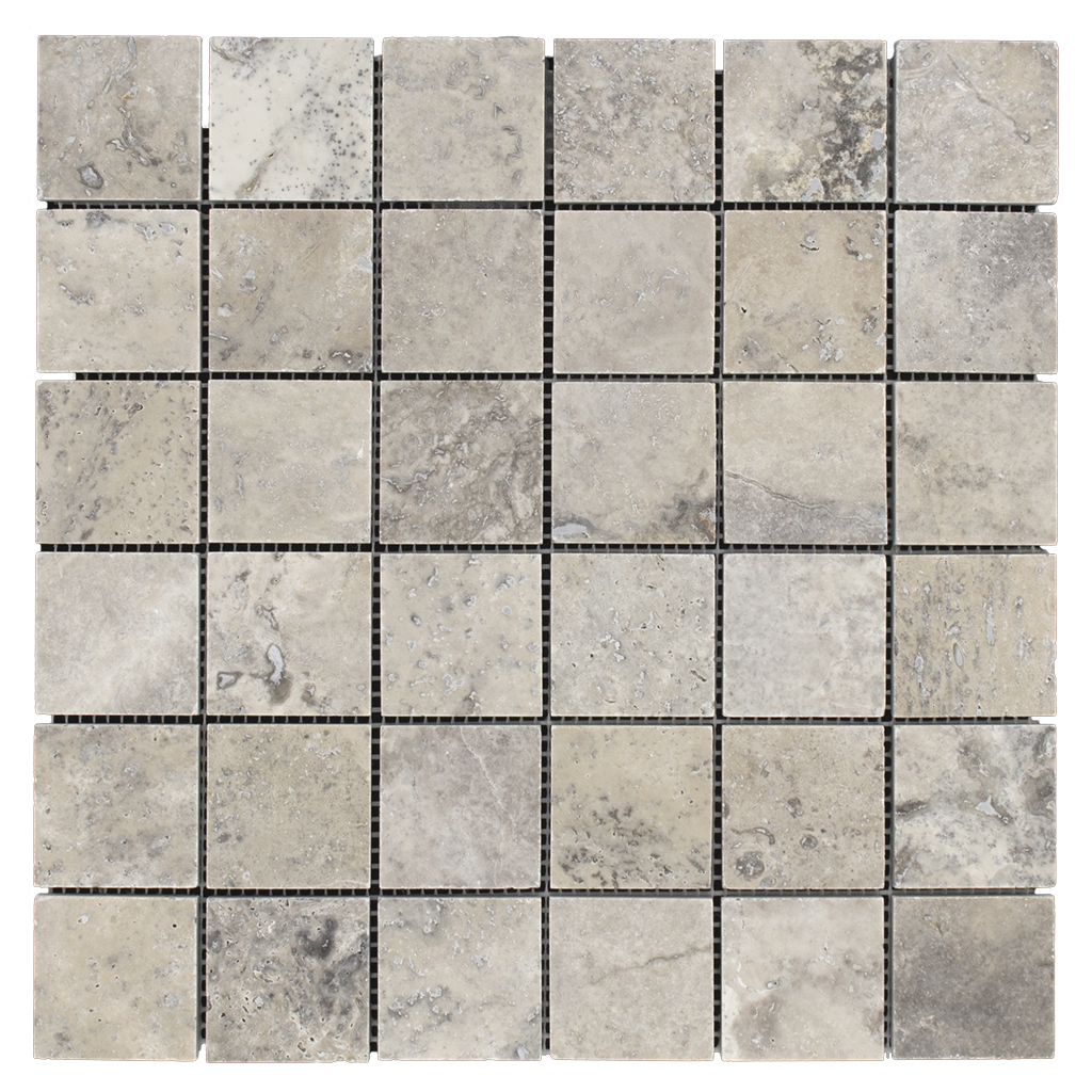2x2 Silver Travertine Mosaic Tile - Honed Honed / 2" x 2" - DW TILE & STONE - Atlanta Marble Natural Stone Wholesale Stone Supplier