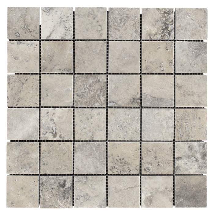 2x2 Silver Travertine Mosaic Tile - Honed Honed / 2" x 2" - DW TILE & STONE - Atlanta Marble Natural Stone Wholesale Stone Supplier