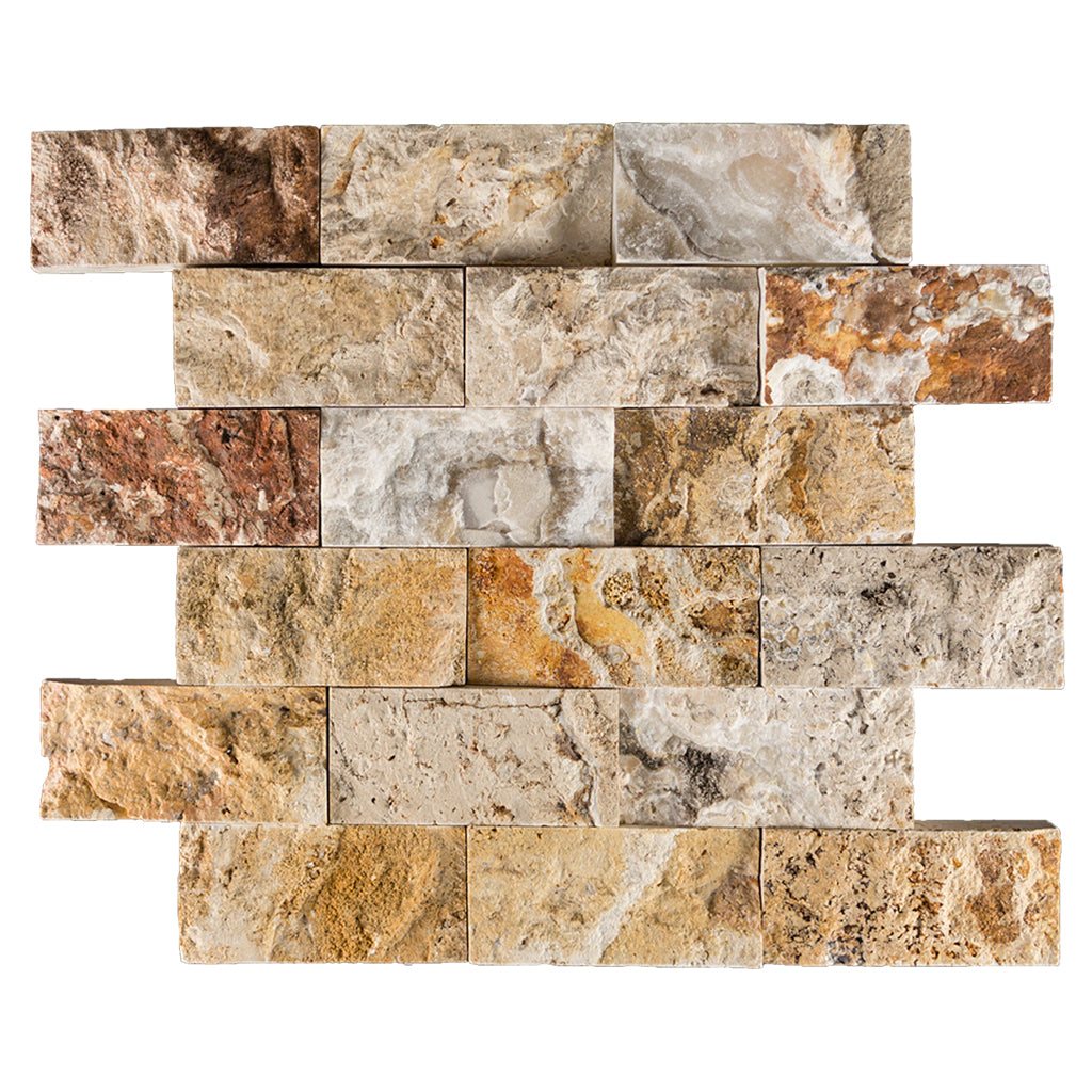 2x4 Leonardo Travertine Mosaic Tile - Split Face Split Face / 2" x 4" - DW TILE & STONE - Atlanta Marble Natural Stone Wholesale Stone Supplier