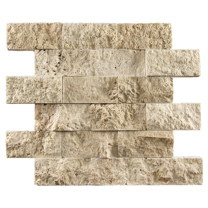 2x4 Ivory Travertine Mosaic Tile - Split Face Split Face / 2" x 4" - DW TILE & STONE - Atlanta Marble Natural Stone Wholesale Stone Supplier