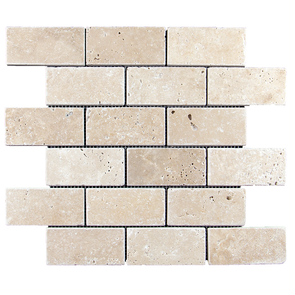 2x4 Ivory Travertine Mosaic Tile - Tumbled Tumbled / 2" x 4" - DW TILE & STONE - Atlanta Marble Natural Stone Wholesale Stone Supplier