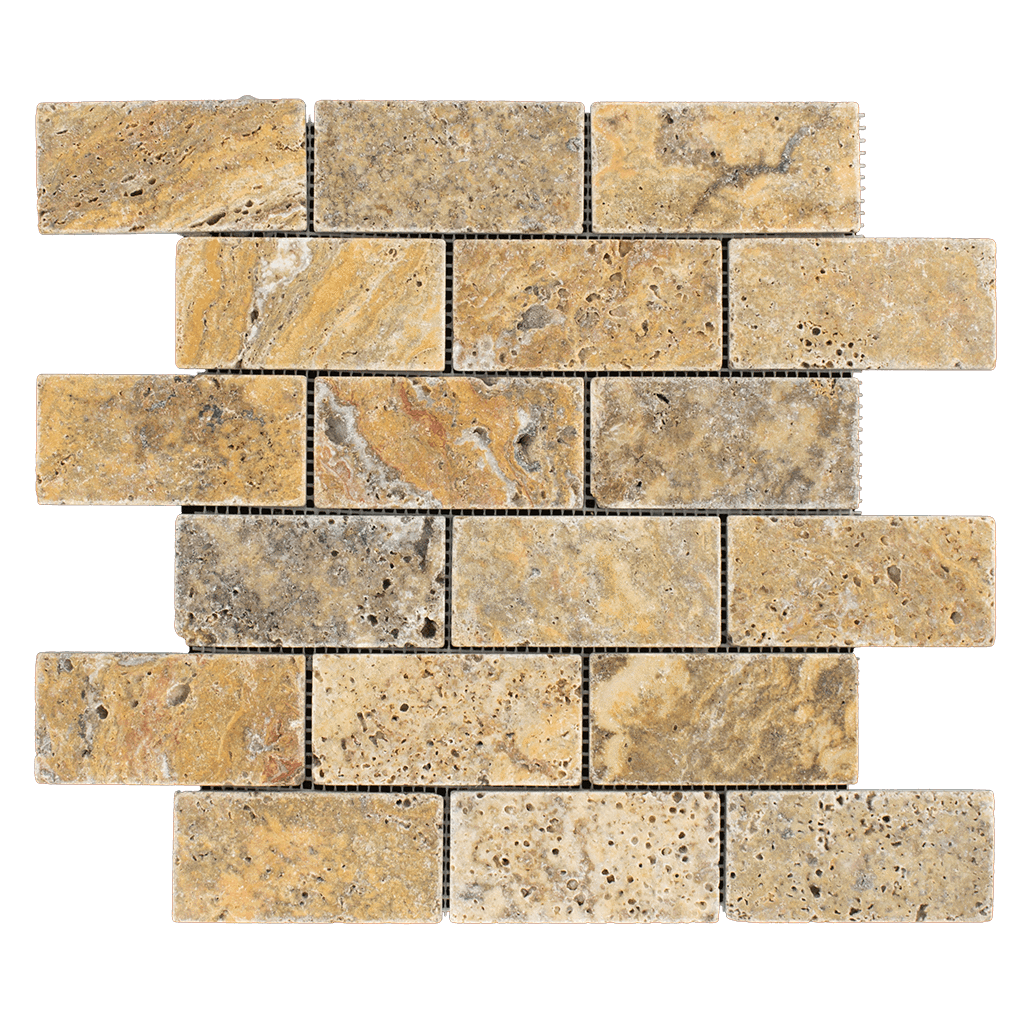 2x4 Scabos Travertine Mosaic Tile - Tumbled Tumbled / 2" x 4" - DW TILE & STONE - Atlanta Marble Natural Stone Wholesale Stone Supplier