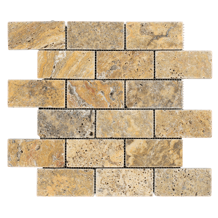 2x4 Scabos Travertine Mosaic Tile - Tumbled Tumbled / 2" x 4" - DW TILE & STONE - Atlanta Marble Natural Stone Wholesale Stone Supplier