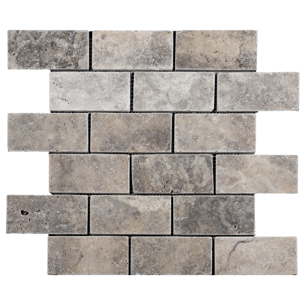2x4 Silver Travertine Mosaic Tile - Tumbled Tumbled / 2" x 4" - DW TILE & STONE - Atlanta Marble Natural Stone Wholesale Stone Supplier