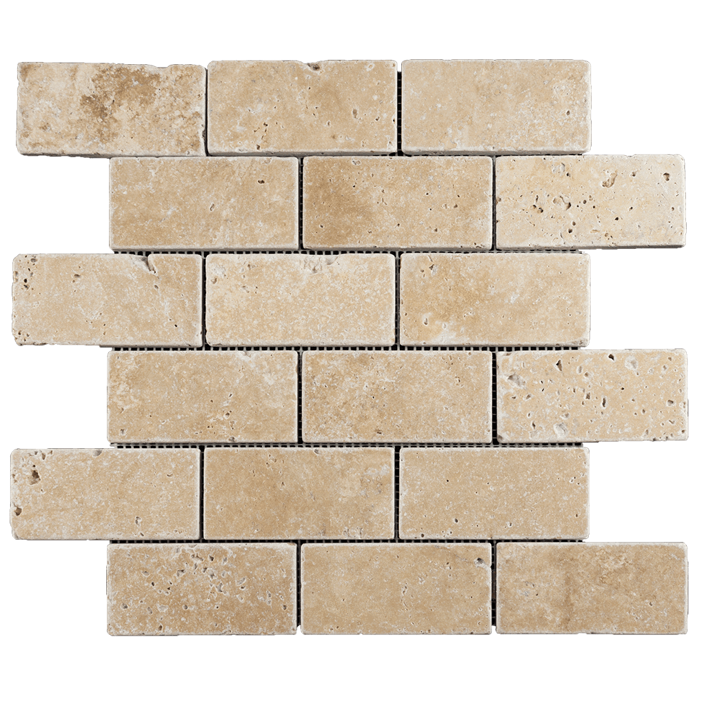 2x4 Walnut Travertine Mosaic Tile - Tumbled Tumbled / 2" x 4" - DW TILE & STONE - Atlanta Marble Natural Stone Wholesale Stone Supplier