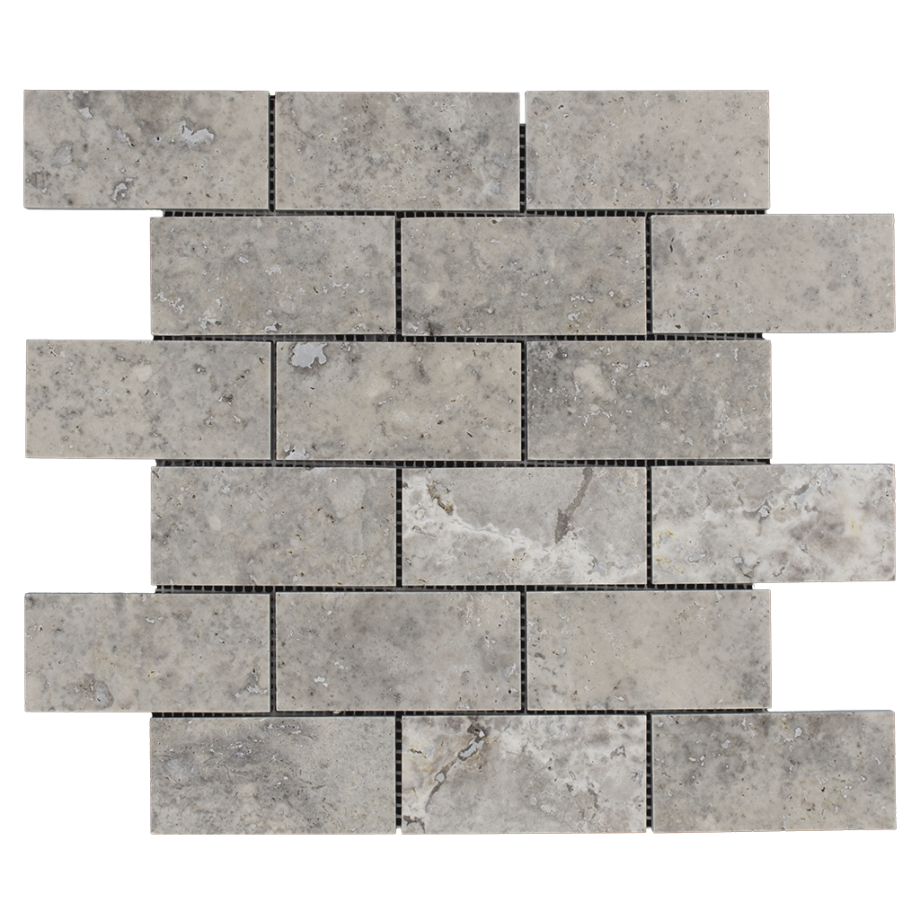 2x4 Silver Travertine Mosaic Tile - Honed Honed / 2" x 4" - DW TILE & STONE - Atlanta Marble Natural Stone Wholesale Stone Supplier