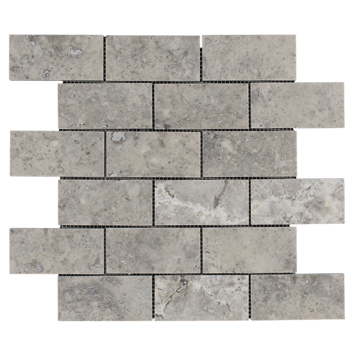2x4 Silver Travertine Mosaic Tile - Honed Honed / 2" x 4" - DW TILE & STONE - Atlanta Marble Natural Stone Wholesale Stone Supplier