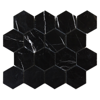 3" Hexagon Nero Marquina Mosaic - Polished Or Honed Polished / 12" x 12" - DW TILE & STONE - Atlanta Marble Natural Stone Wholesale Stone Supplier