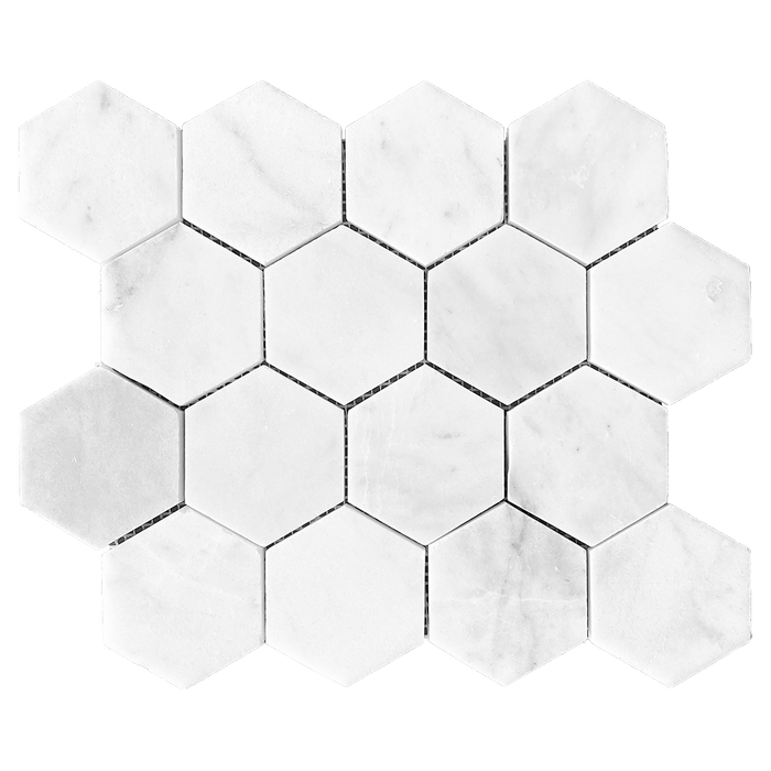 3" HEXAGON Bianco Perla Marble Mosaic - Honed  - DW TILE & STONE - Atlanta Marble Natural Stone Wholesale Stone Supplier