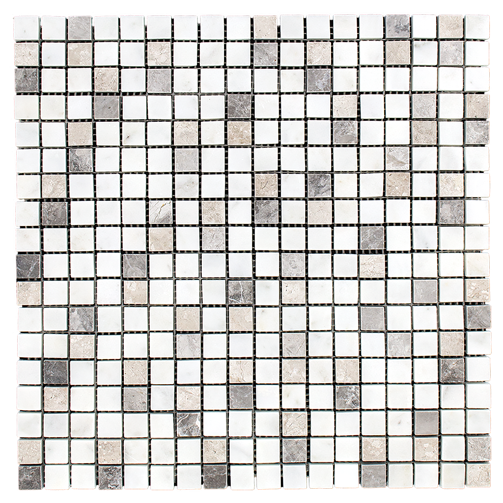 5/8" x 5/8" MIXED Bianco Perla w/Silver Shadow Marble Mosaic - Polished Polished / 5/8" x 5/8" - DW TILE & STONE - Atlanta Marble Natural Stone Wholesale Stone Supplier