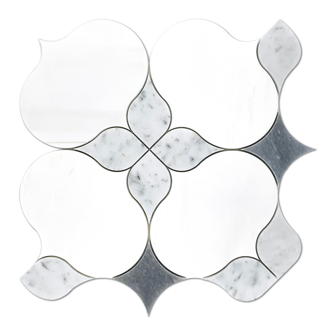 ALLORA - Dolomite Marble Waterjet Mosaic w/Bianco Gioia - Honed  - DW TILE & STONE - Atlanta Marble Natural Stone Wholesale Stone Supplier
