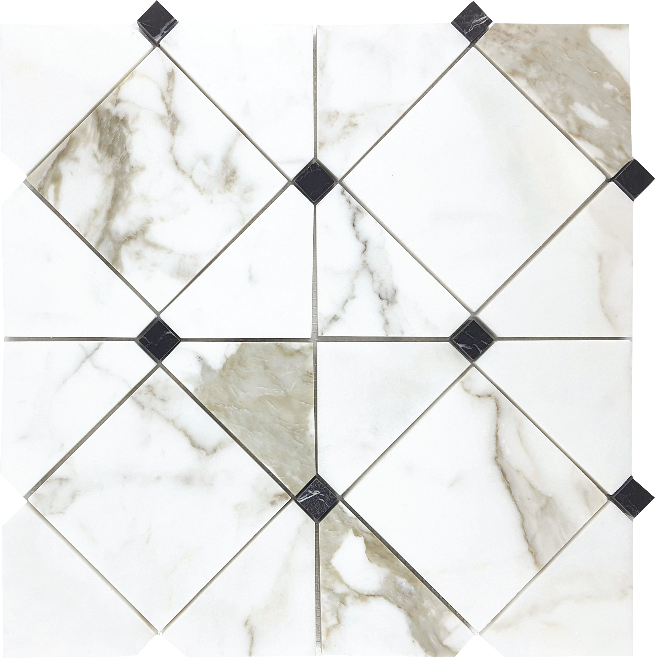 ARIA - Calacatta Gold W/ Nero Marquina Marble Mosaic - Honed Or Polished  - DW TILE & STONE - Atlanta Marble Natural Stone Wholesale Stone Supplier