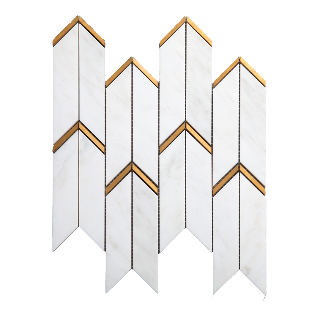 AVANA - Bianco Bello Marble w/Brass - Polished  - DW TILE & STONE - Atlanta Marble Natural Stone Wholesale Stone Supplier