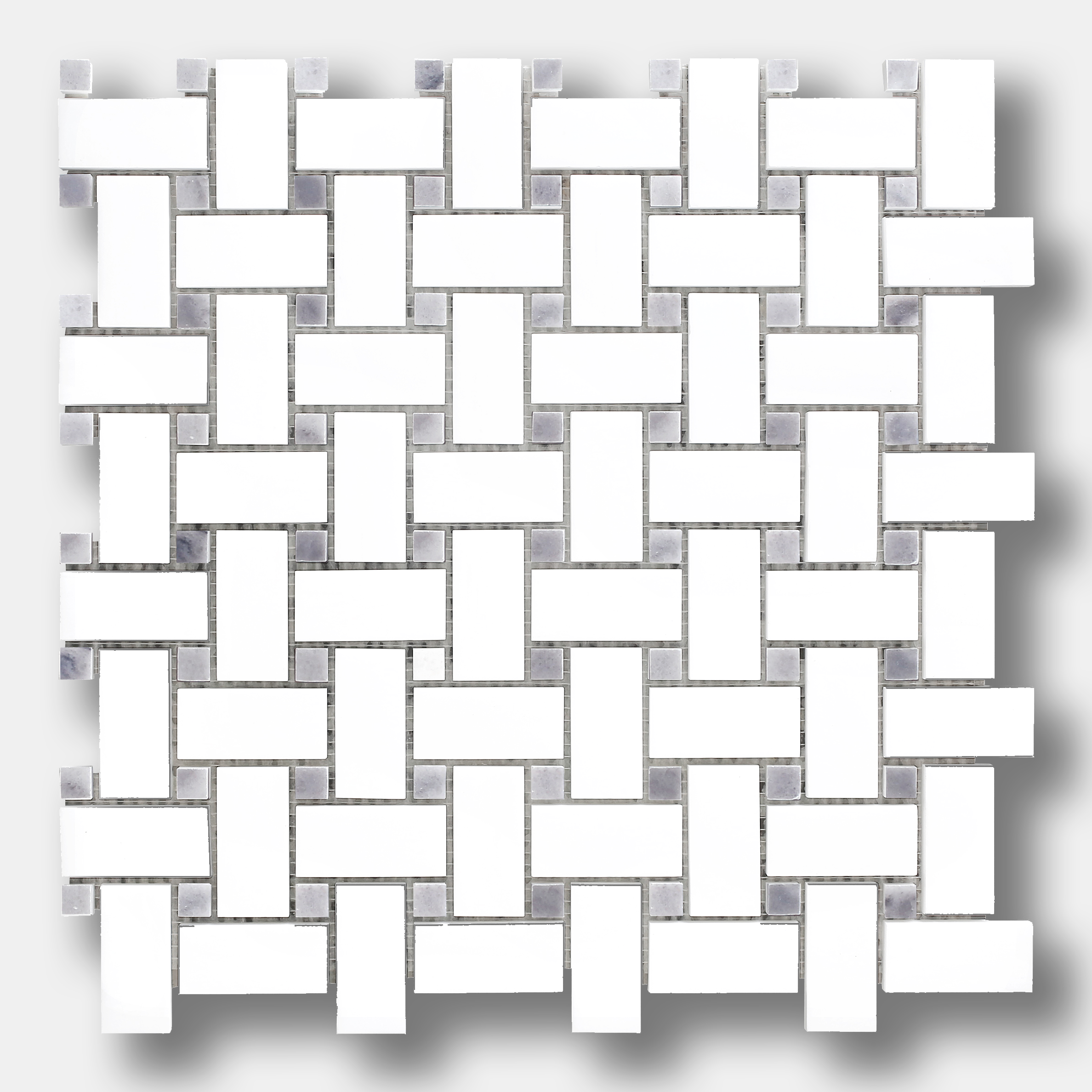 1x2 BASKETWEAVE Dolomite Marble w/Grey Mosaic Tile - Polished or Honed  - DW TILE & STONE - Atlanta Marble Natural Stone Wholesale Stone Supplier