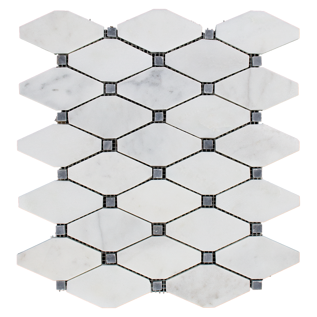 DIAMOND Bianco Perla Marble w/Grey Mosaic Tile - Honed  - DW TILE & STONE - Atlanta Marble Natural Stone Wholesale Stone Supplier