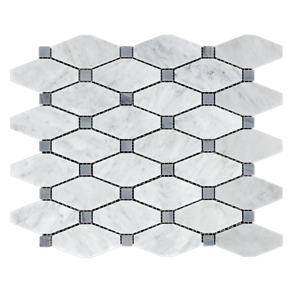DIAMOND Bianco Gioia Marble w/Grey Mosaic Tile - Polished Polished / Diamond - DW TILE & STONE - Atlanta Marble Natural Stone Wholesale Stone Supplier