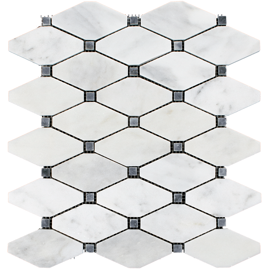 DIAMOND Bianco Perla Marble w/Grey Mosaic Tile - Polished Polished / Diamond - DW TILE & STONE - Atlanta Marble Natural Stone Wholesale Stone Supplier
