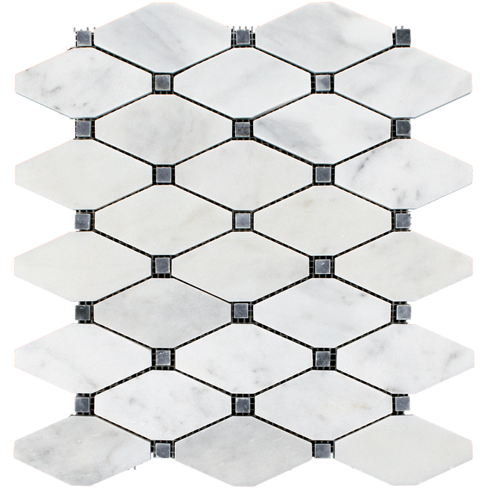 DIAMOND Bianco Perla Marble w/Grey Mosaic Tile - Polished Polished / Diamond - DW TILE & STONE - Atlanta Marble Natural Stone Wholesale Stone Supplier