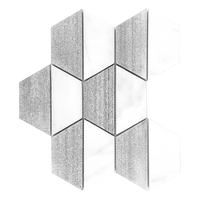 CHATEAU PERLA - 4" Hexagon Marble Mosaic - Honed Engraved Silver Leaf  - DW TILE & STONE - Atlanta Marble Natural Stone Wholesale Stone Supplier