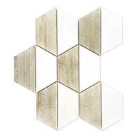 CHATEAU DOLOMITE - 4" Hexagon Marble Mosaic - Honed Engraved Gold Leaf  - DW TILE & STONE - Atlanta Marble Natural Stone Wholesale Stone Supplier