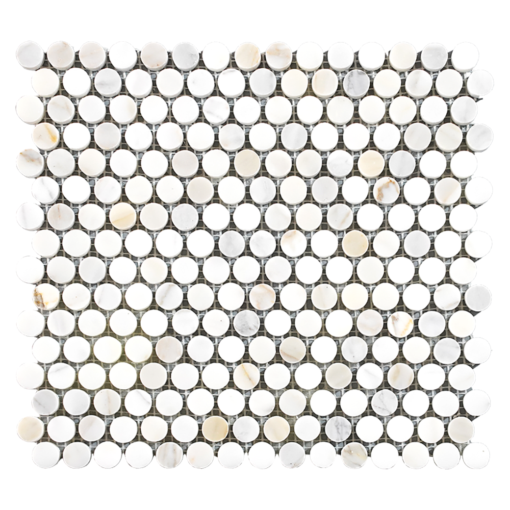 Penny Round Calacatta Gold Premium Mosaic - Polished Or Honed  - DW TILE & STONE - Atlanta Marble Natural Stone Wholesale Stone Supplier