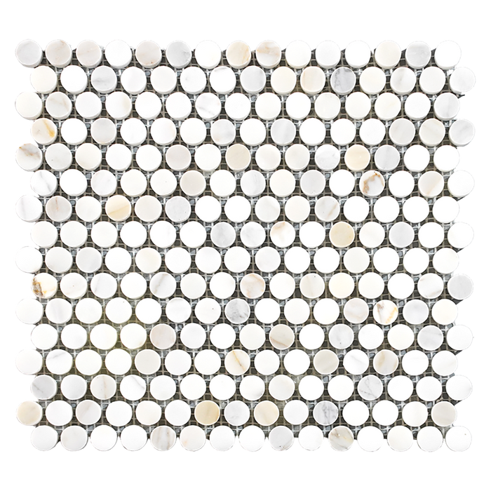 Penny Round Calacatta Gold Premium Mosaic - Polished Or Honed  - DW TILE & STONE - Atlanta Marble Natural Stone Wholesale Stone Supplier