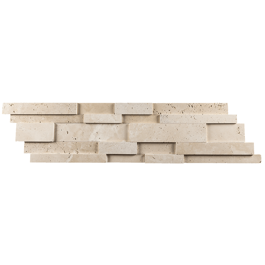 Ivory Travertine Mosaic Tile Strips Up and Down Mosaic - Honed Honed / Up Down - DW TILE & STONE - Atlanta Marble Natural Stone Wholesale Stone Supplier
