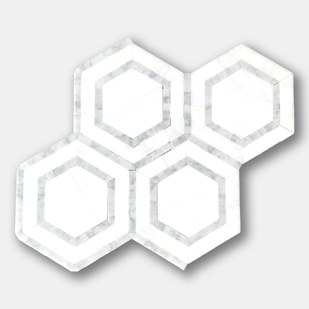 OVATION Dolomite Marble Hexagon Mosaic w/Bianco Gioia - Polished  - DW TILE & STONE - Atlanta Marble Natural Stone Wholesale Stone Supplier