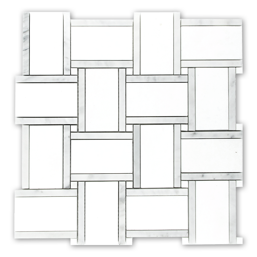 MONET - Thassos Marble w/Bianco Gioia Mosaic - Honed  - DW TILE & STONE - Atlanta Marble Natural Stone Wholesale Stone Supplier