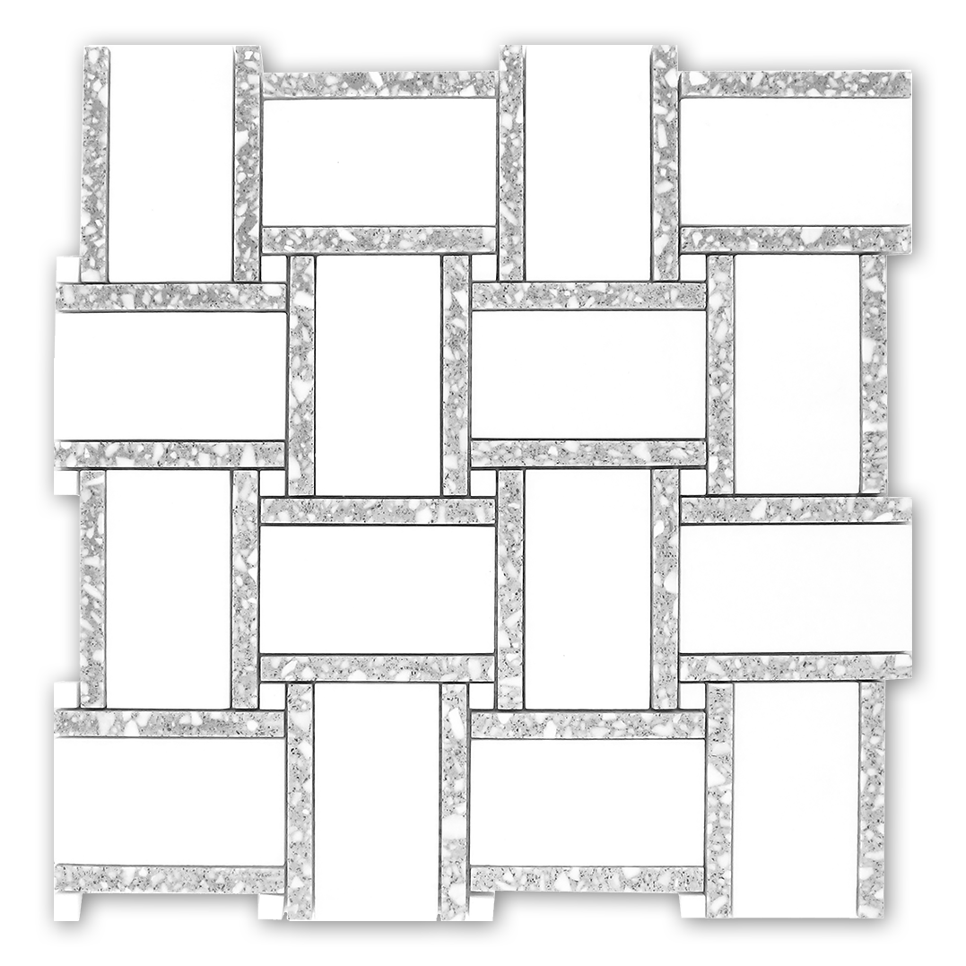 MONET - Thassos Marble w/Grey Terrazzo Mosaic - Honed  - DW TILE & STONE - Atlanta Marble Natural Stone Wholesale Stone Supplier