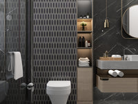 AURA - Nero Marquina Marble Picket w/Brass - Polished  - DW TILE & STONE - Atlanta Marble Natural Stone Wholesale Stone Supplier