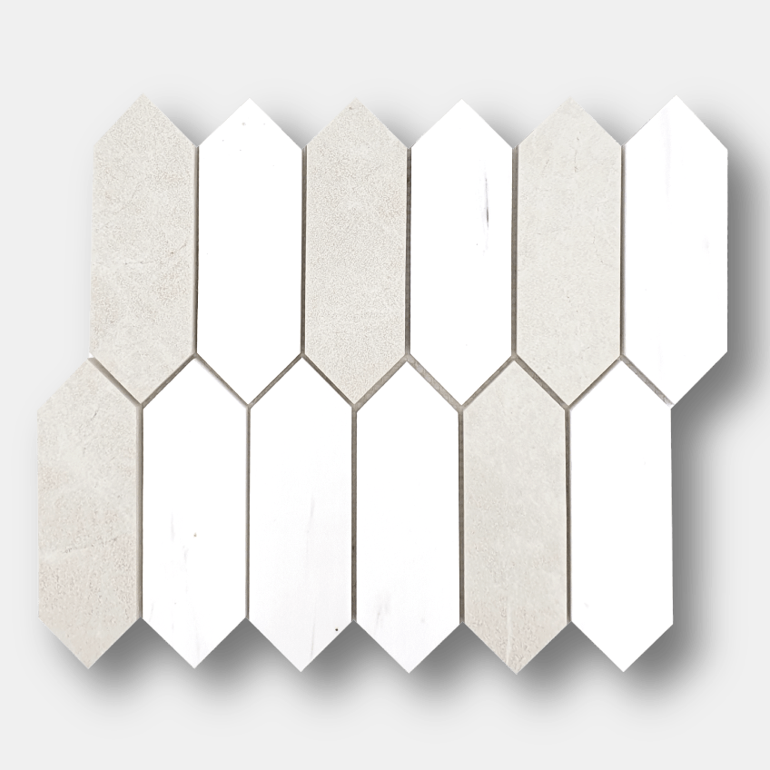 2" x 6" PICKET MIX Dolomite w/Light Beige Mosaic - Honed & Sandblasted  - DW TILE & STONE - Atlanta Marble Natural Stone Wholesale Stone Supplier