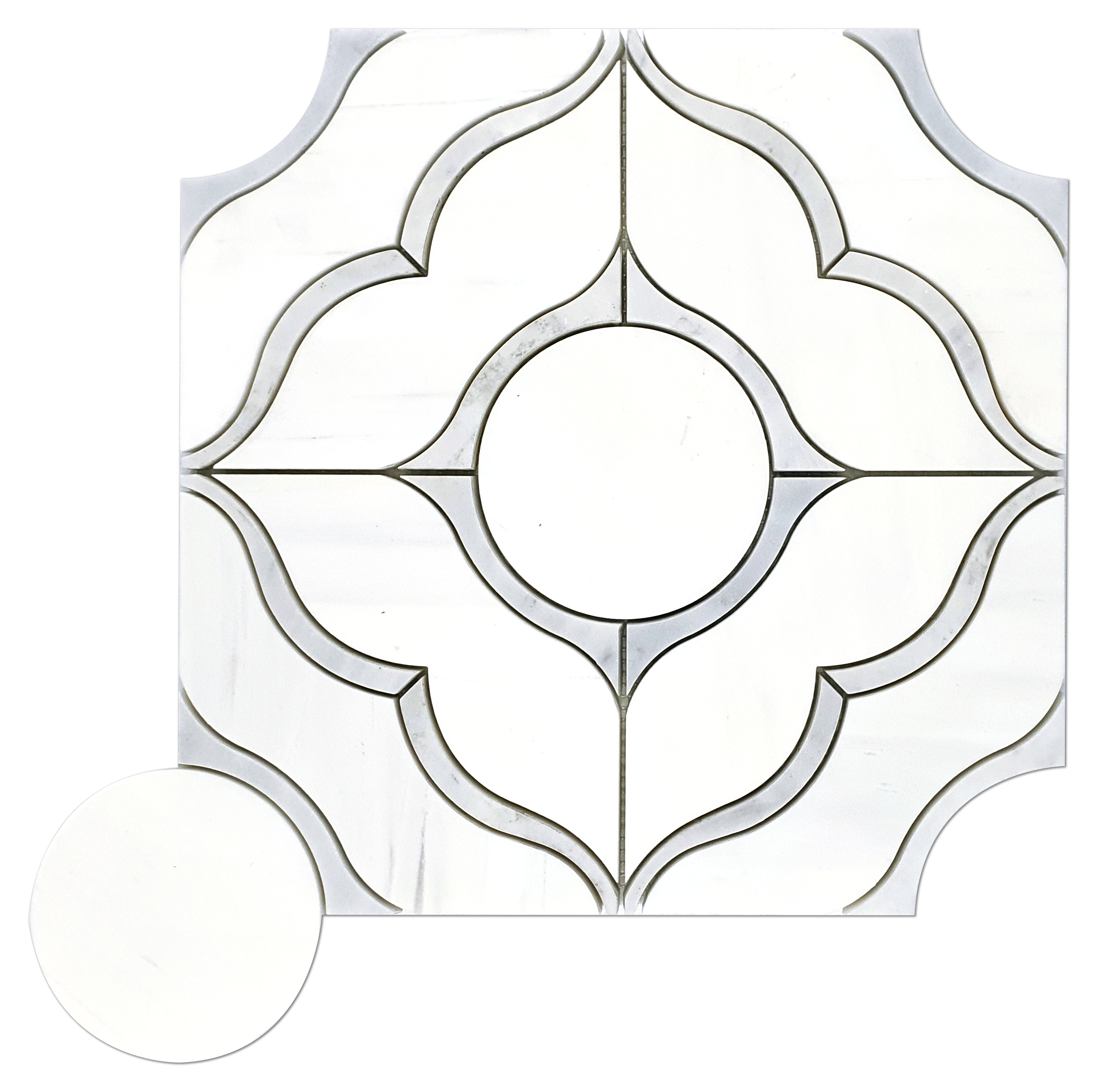 ROMA - Dolomite Marble Waterjet Mosaic w/Bianco Gioia - Honed  - DW TILE & STONE - Atlanta Marble Natural Stone Wholesale Stone Supplier