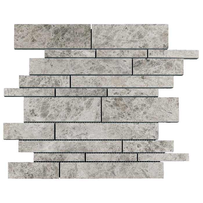 Silver Shadow Marble Mosaic Tile Strips - Polished Polished / 12"x12" - DW TILE & STONE - Atlanta Marble Natural Stone Wholesale Stone Supplier