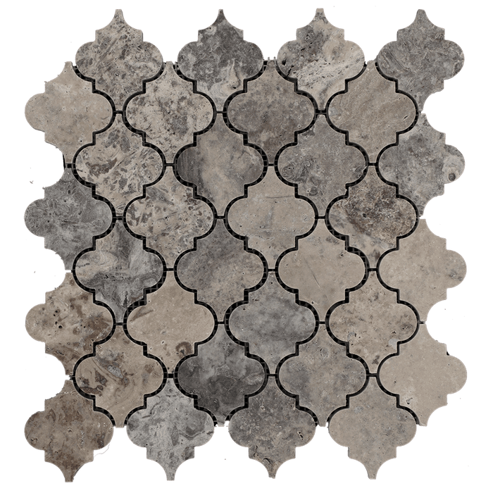 Silver Travertine Mosaic Tile Arabesque - Honed Honed / Arabesque - DW TILE & STONE - Atlanta Marble Natural Stone Wholesale Stone Supplier